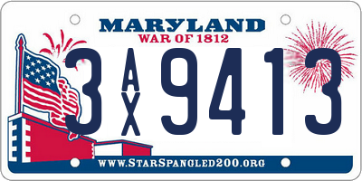 MD license plate 3AX9413