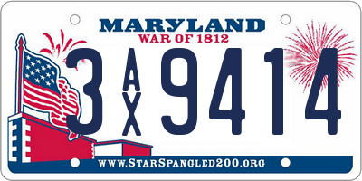 MD license plate 3AX9414