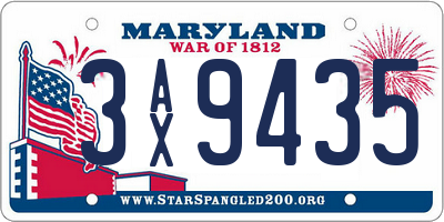 MD license plate 3AX9435
