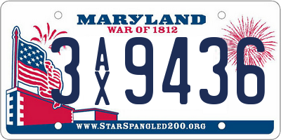MD license plate 3AX9436