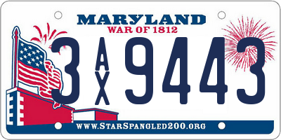 MD license plate 3AX9443