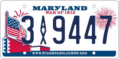 MD license plate 3AX9447