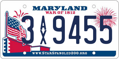 MD license plate 3AX9455