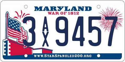 MD license plate 3AX9457