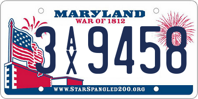 MD license plate 3AX9458