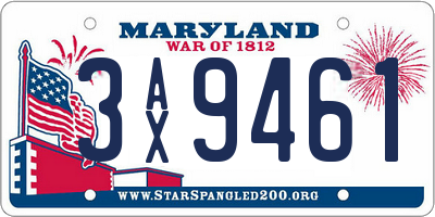 MD license plate 3AX9461