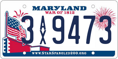 MD license plate 3AX9473