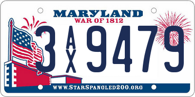 MD license plate 3AX9479