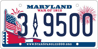 MD license plate 3AX9500