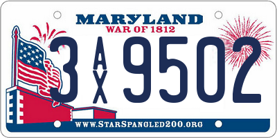 MD license plate 3AX9502