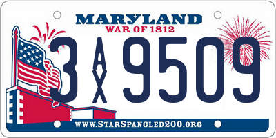MD license plate 3AX9509