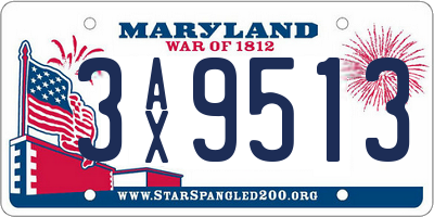 MD license plate 3AX9513