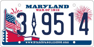 MD license plate 3AX9514
