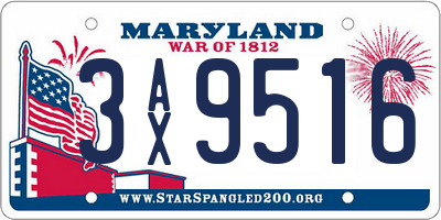 MD license plate 3AX9516