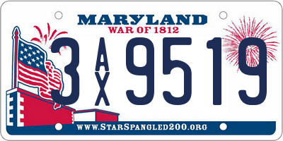 MD license plate 3AX9519