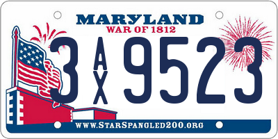 MD license plate 3AX9523
