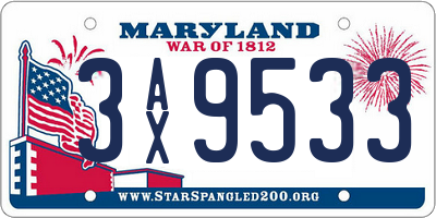 MD license plate 3AX9533