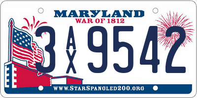 MD license plate 3AX9542