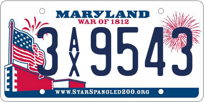MD license plate 3AX9543