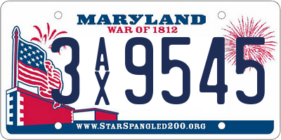 MD license plate 3AX9545