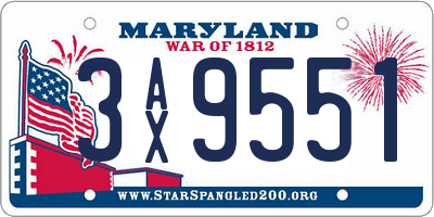 MD license plate 3AX9551