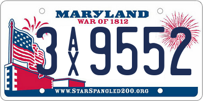 MD license plate 3AX9552