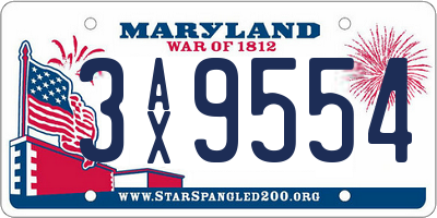 MD license plate 3AX9554
