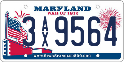 MD license plate 3AX9564