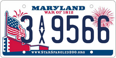 MD license plate 3AX9566