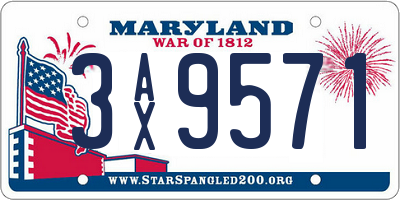 MD license plate 3AX9571