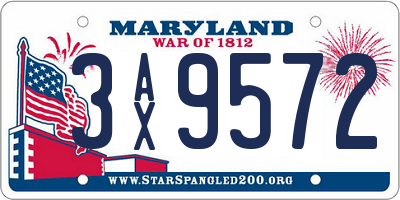 MD license plate 3AX9572