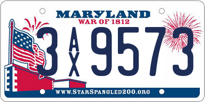 MD license plate 3AX9573