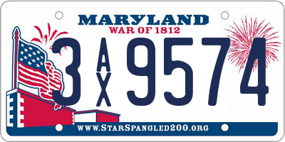 MD license plate 3AX9574