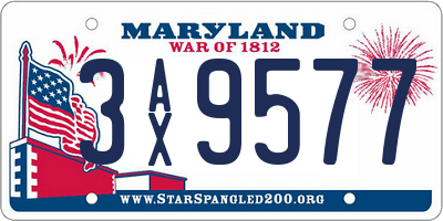 MD license plate 3AX9577