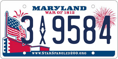 MD license plate 3AX9584