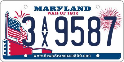 MD license plate 3AX9587