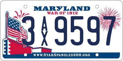 MD license plate 3AX9597