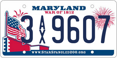 MD license plate 3AX9607
