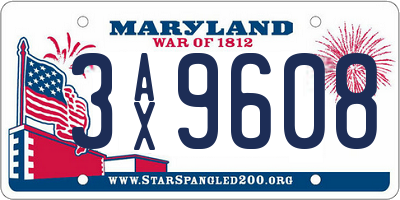 MD license plate 3AX9608