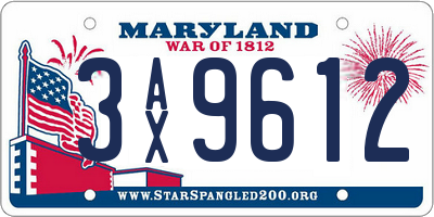 MD license plate 3AX9612