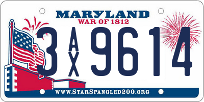 MD license plate 3AX9614