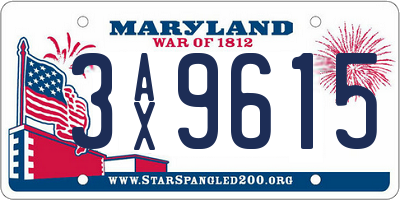 MD license plate 3AX9615