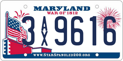MD license plate 3AX9616