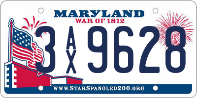 MD license plate 3AX9628