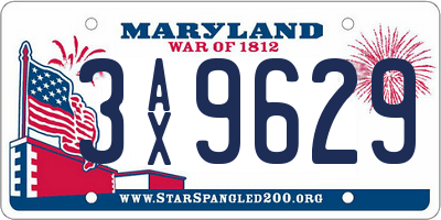MD license plate 3AX9629