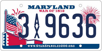 MD license plate 3AX9636