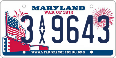 MD license plate 3AX9643
