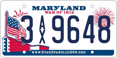 MD license plate 3AX9648