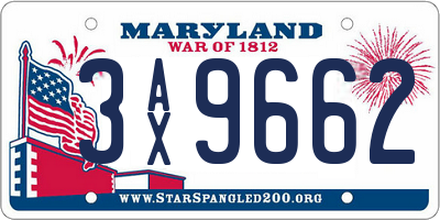 MD license plate 3AX9662