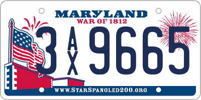 MD license plate 3AX9665
